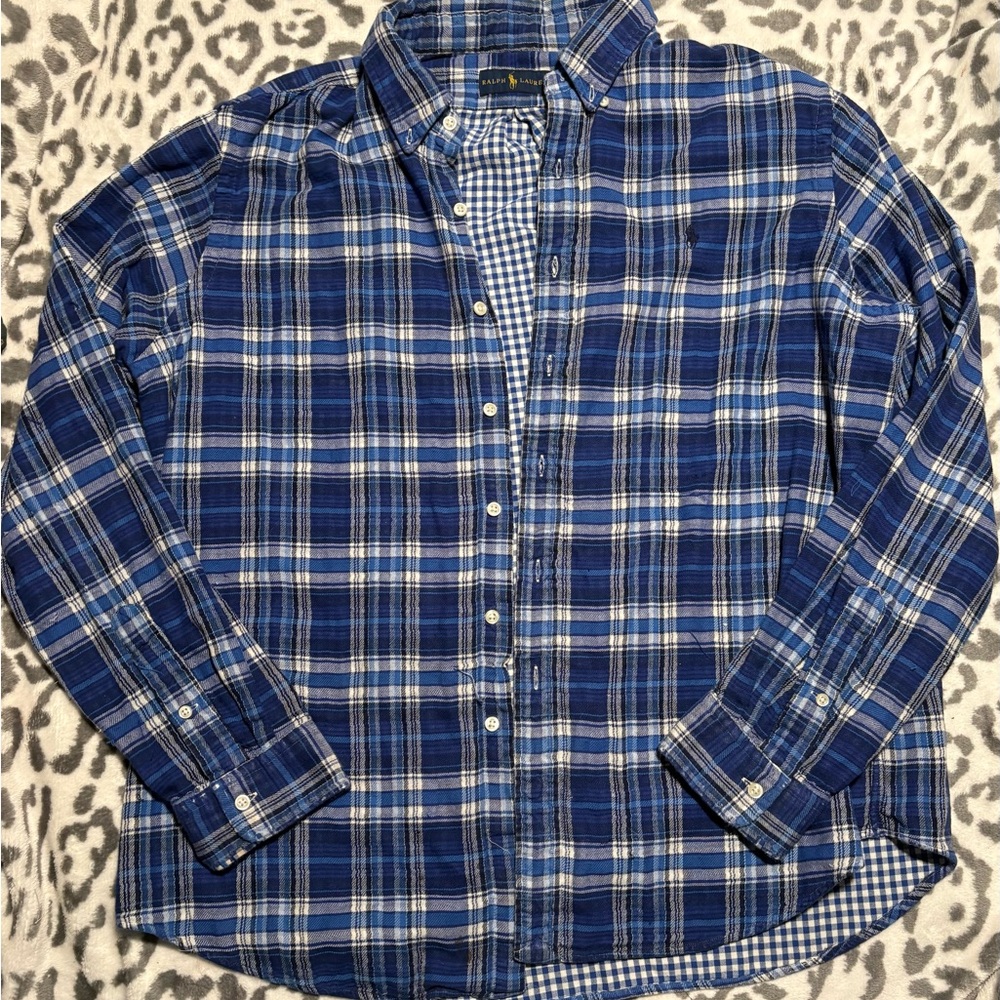 Ralph Lauren Navy and White Plaid Shirt